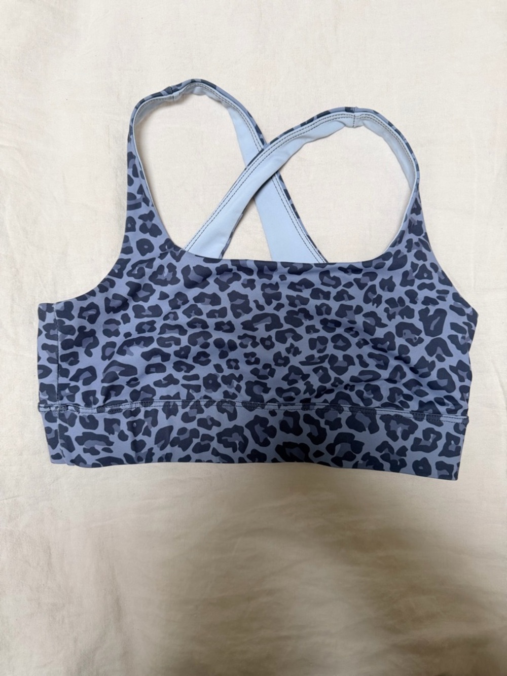 DYI Light Blue Leopard-Print Crossback Sports Bra